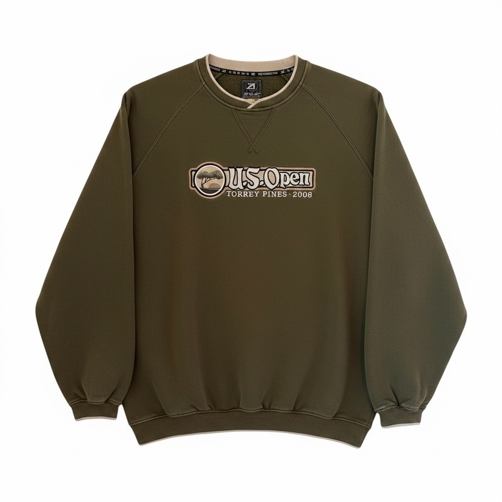 US Open Torrey Pines Sweatshirt Y2K Ahead Authentics 2008 XXL Olive Green Golf